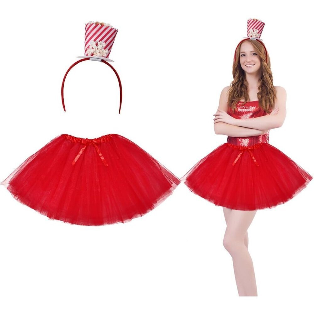 Costume Accessories Set for Women Queen of Hearts Red Heart Crown Tulle Skirt
